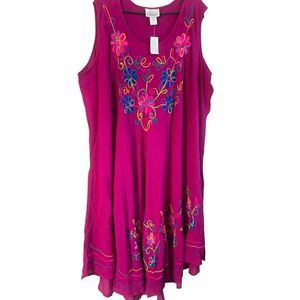 2X- Embroidery Floral Dress for Women